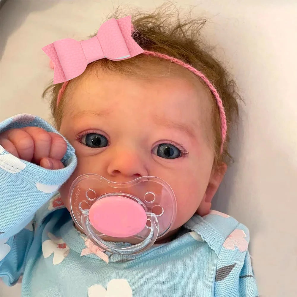 Reborn Baby Doll 18 Inch - Lifelike Newborn Girl Doll with Blue Eyes, Rooted Hair & Soft Body