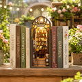 Library Miniature Book Nook Kit with Warm LED — DIY Bookshelf Insert Diorama