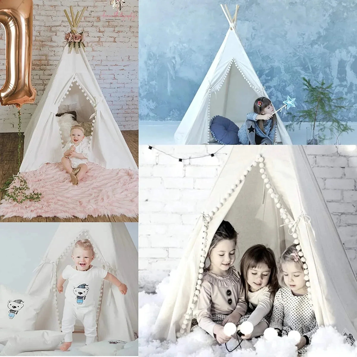 Kids' Canvas Teepee Play Tent