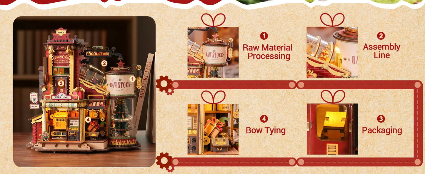Wooden Music Box 3D Puzzle - DIY Christmas Gift Factory Model Kit for Adults & Teens