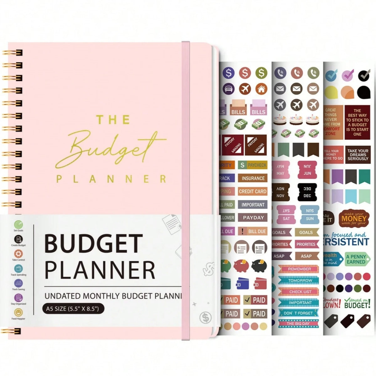 Undated A5 Budget Planner with Stickers