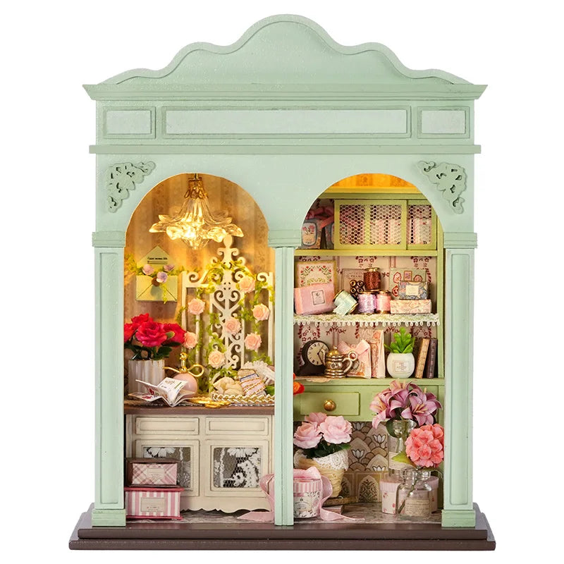 Mini Doll House DIY 3D Puzzle - Wooden Assembly Building Model Toy with Furniture