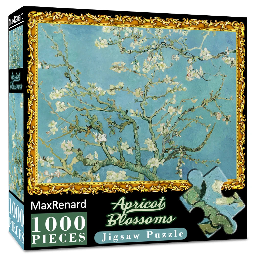 MaxRenard Jigsaw Puzzle 1000 Pieces for Adult Van Gogh Almond Blossom Environmentally Friendly Paper Christmas Gift Toy