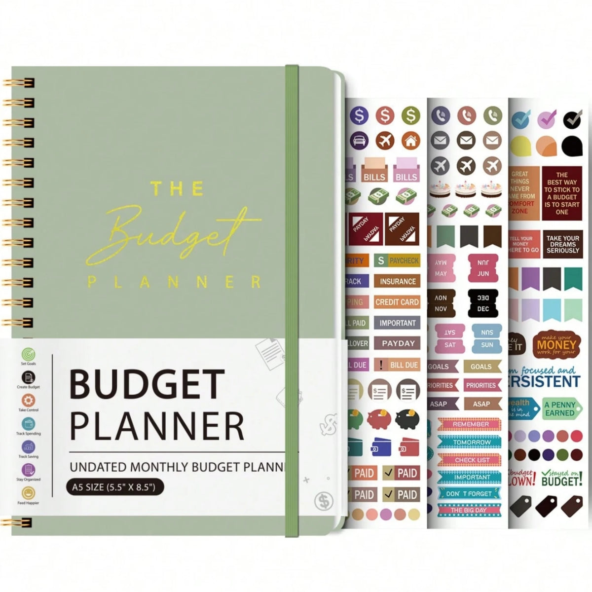 Undated A5 Budget Planner with Stickers