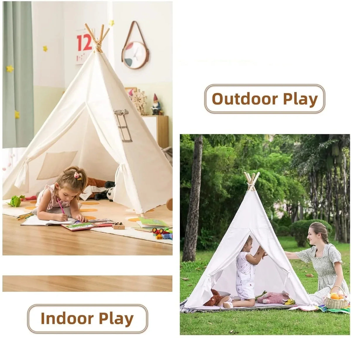 Kids' Canvas Teepee Play Tent