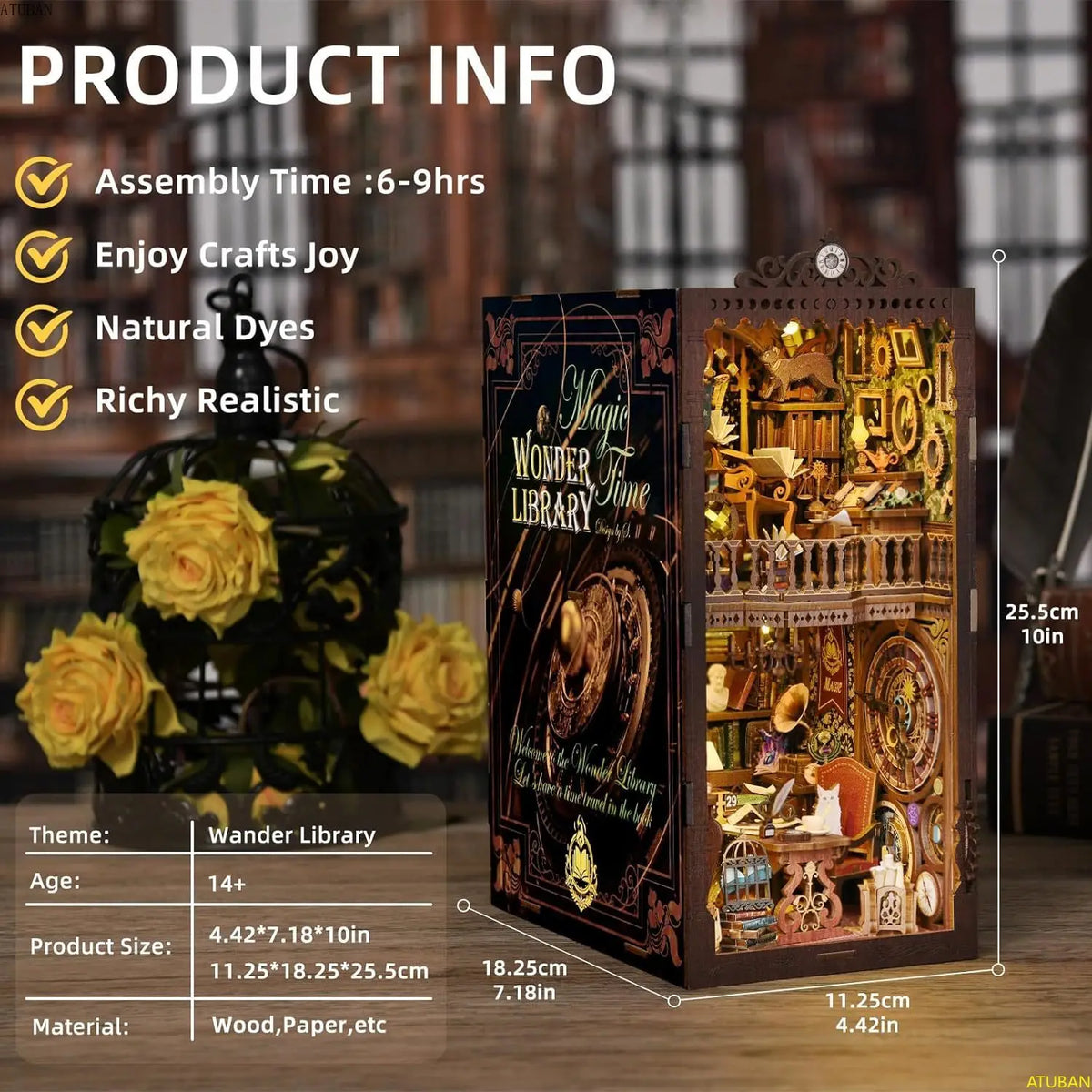 Wander Library Book Nook Kit with LED - 5 Designs