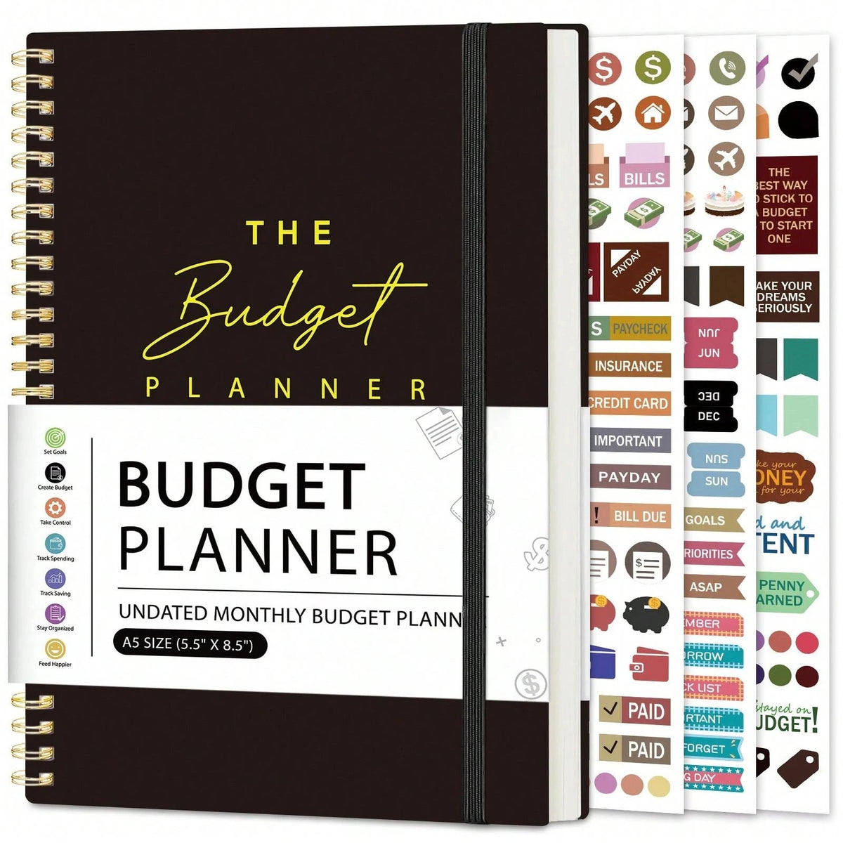 Undated A5 Budget Planner with Stickers