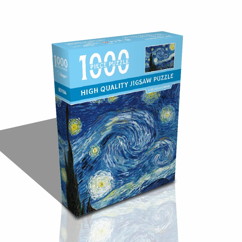 Adult Jigsaw 1000Pcs Large-scale Puzzles Game World Famous Painting Starry Night Patience and Matching Skill Kids Teenager Toys