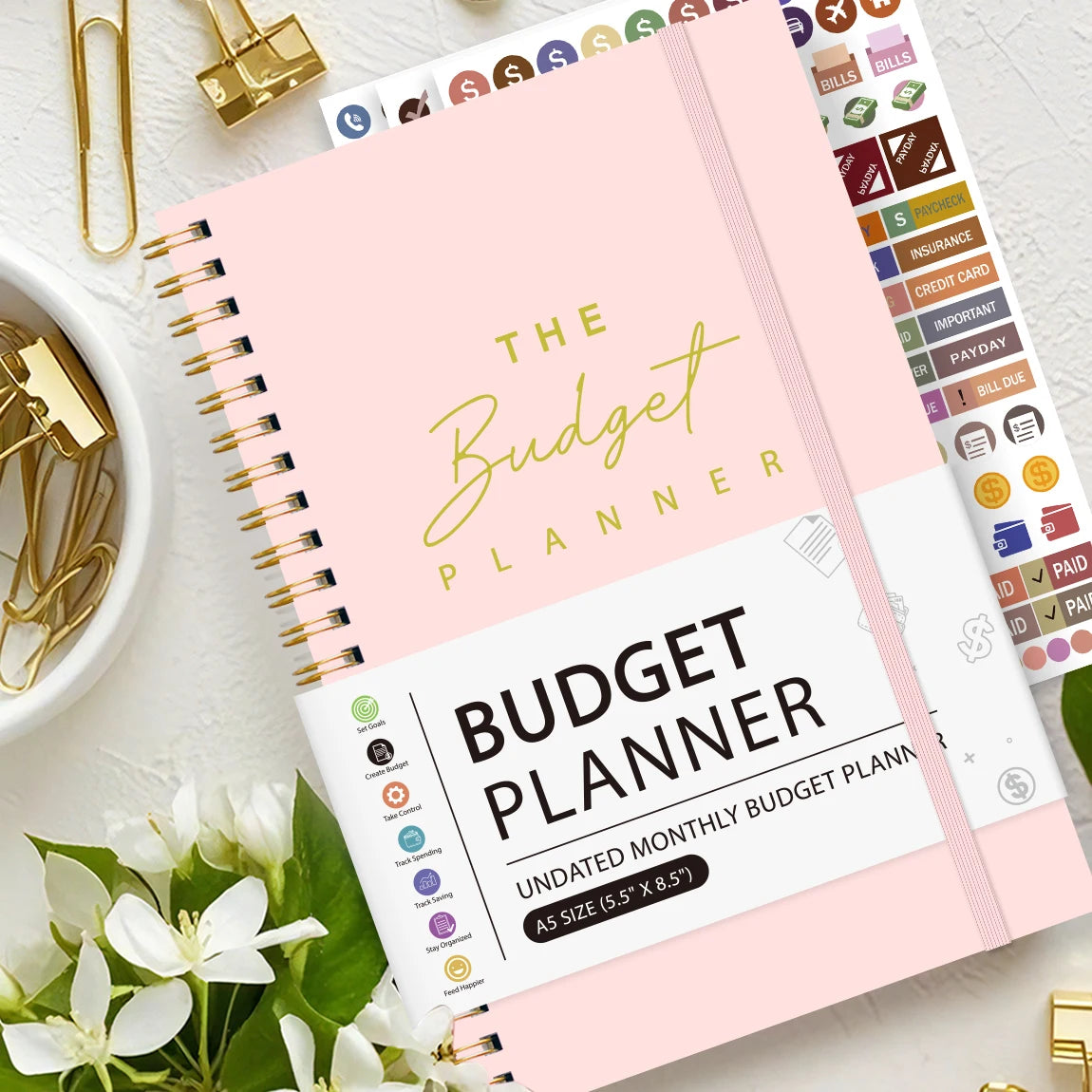 Undated A5 Budget Planner with Stickers
