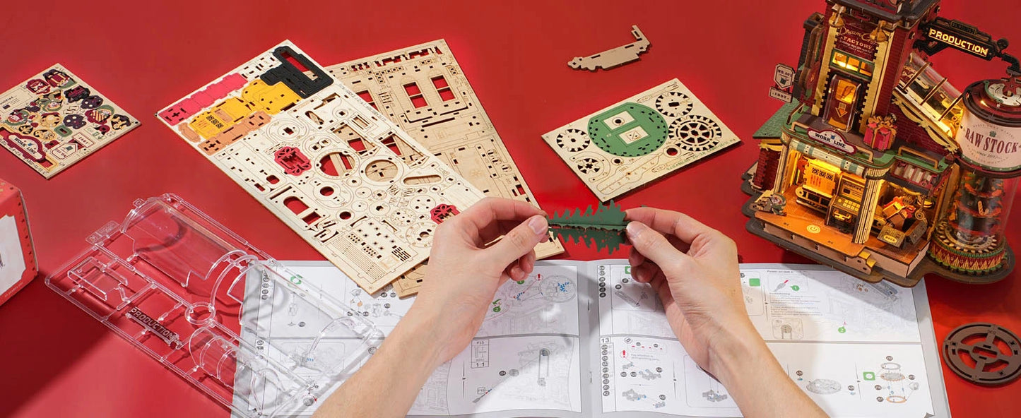 Wooden Music Box 3D Puzzle - DIY Christmas Gift Factory Model Kit for Adults & Teens