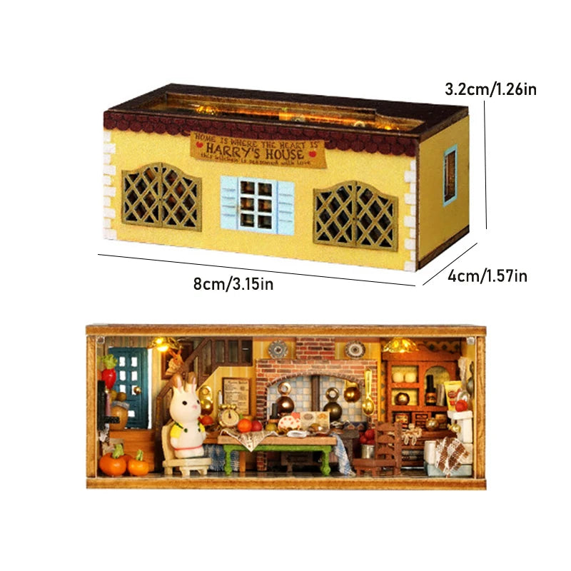 Miniature Dollhouse 3D Puzzle Kit - DIY Wooden House Model with Furniture for Teens & Adults