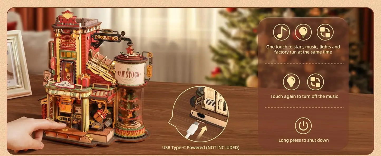 Wooden Music Box 3D Puzzle - DIY Christmas Gift Factory Model Kit for Adults & Teens