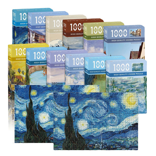 Adult Jigsaw 1000Pcs Large-scale Puzzles Game World Famous Painting Starry Night Patience and Matching Skill Kids Teenager Toys