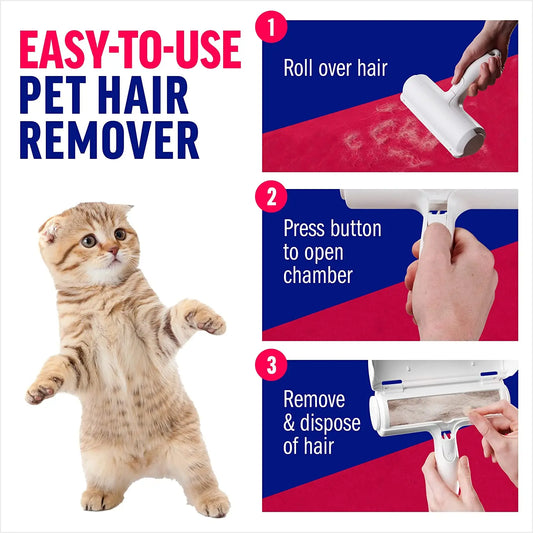 Washable Pet Hair Remover Roller - Reusable Fabric Lint Remover Brush for Dog & Cat Hair on Clothes & Furniture