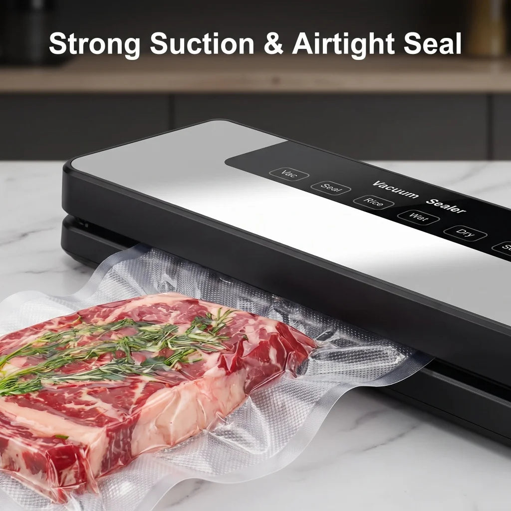 Vacuum Sealer Machine US Plug 110V Automatic Vacuum Sealing Machine With Purple Light Sterilization Dry Wet Oil Powder Food Sealer 30cm Sealing Width With External Pump Tube Comes With 30Pcs 20x30cm Textured Bags for Food Pre