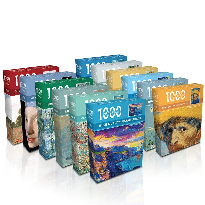 Adult Jigsaw 1000Pcs Large-scale Puzzles Game World Famous Painting Starry Night Patience and Matching Skill Kids Teenager Toys