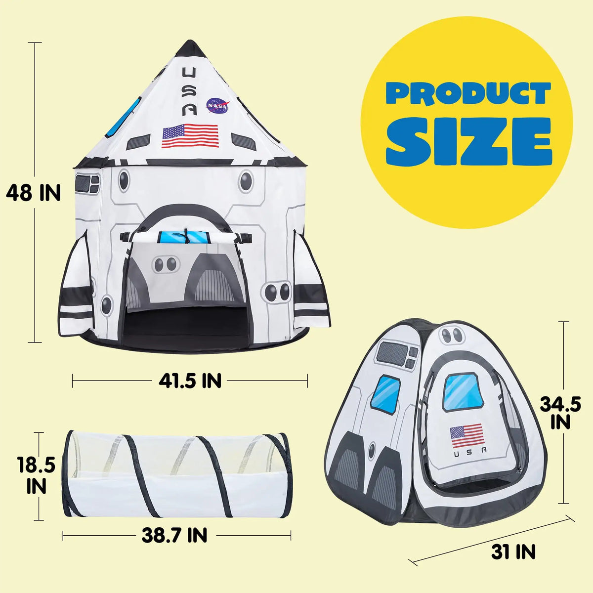 Rocket Ship 3-Piece Play Tent Set