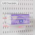 White Pegboard Tissue Basket for a modular desk setup