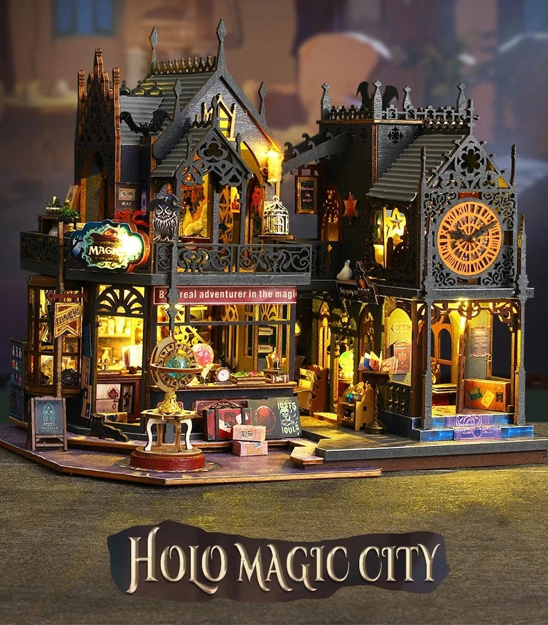 DIY Dollhouse Kit - Wooden Miniature House with Furniture for Adults & Kids