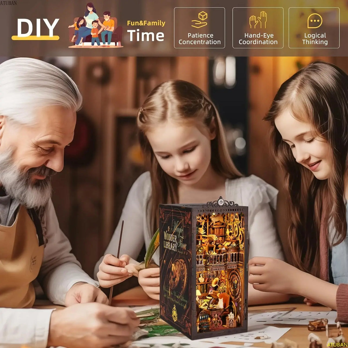 Wander Library Book Nook Kit with LED - 5 Designs