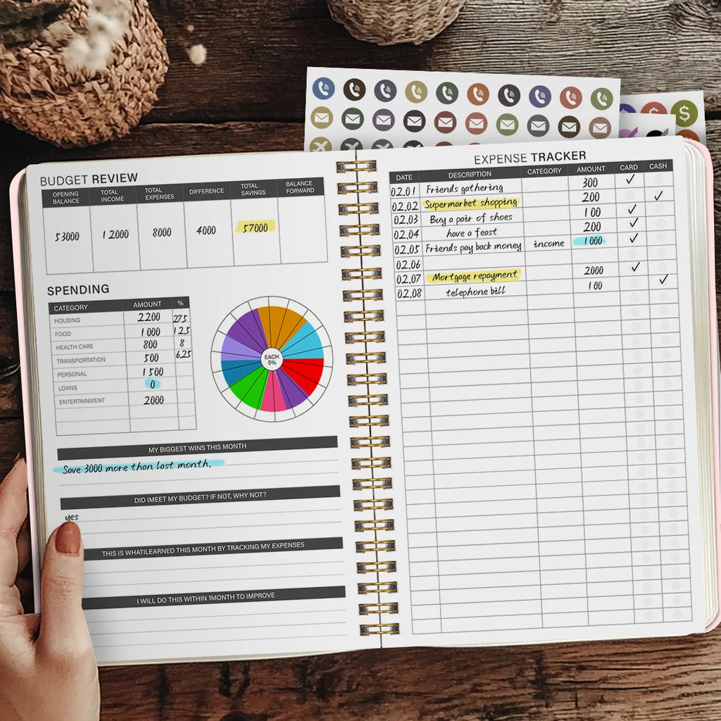 Undated A5 Budget Planner with Stickers
