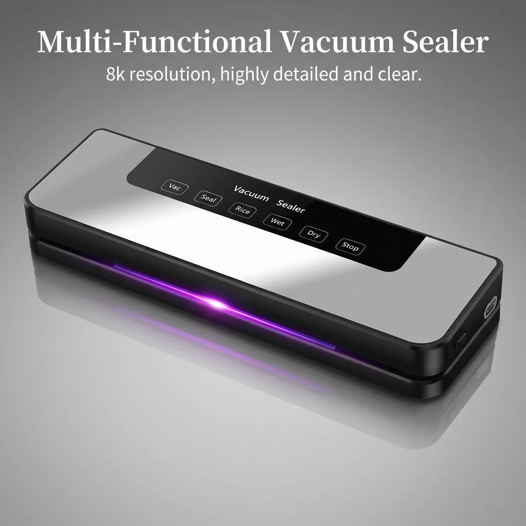 Vacuum Sealer Machine US Plug 110V Automatic Vacuum Sealing Machine With Purple Light Sterilization Dry Wet Oil Powder Food Sealer 30cm Sealing Width With External Pump Tube Comes With 30Pcs 20x30cm Textured Bags for Food Pre