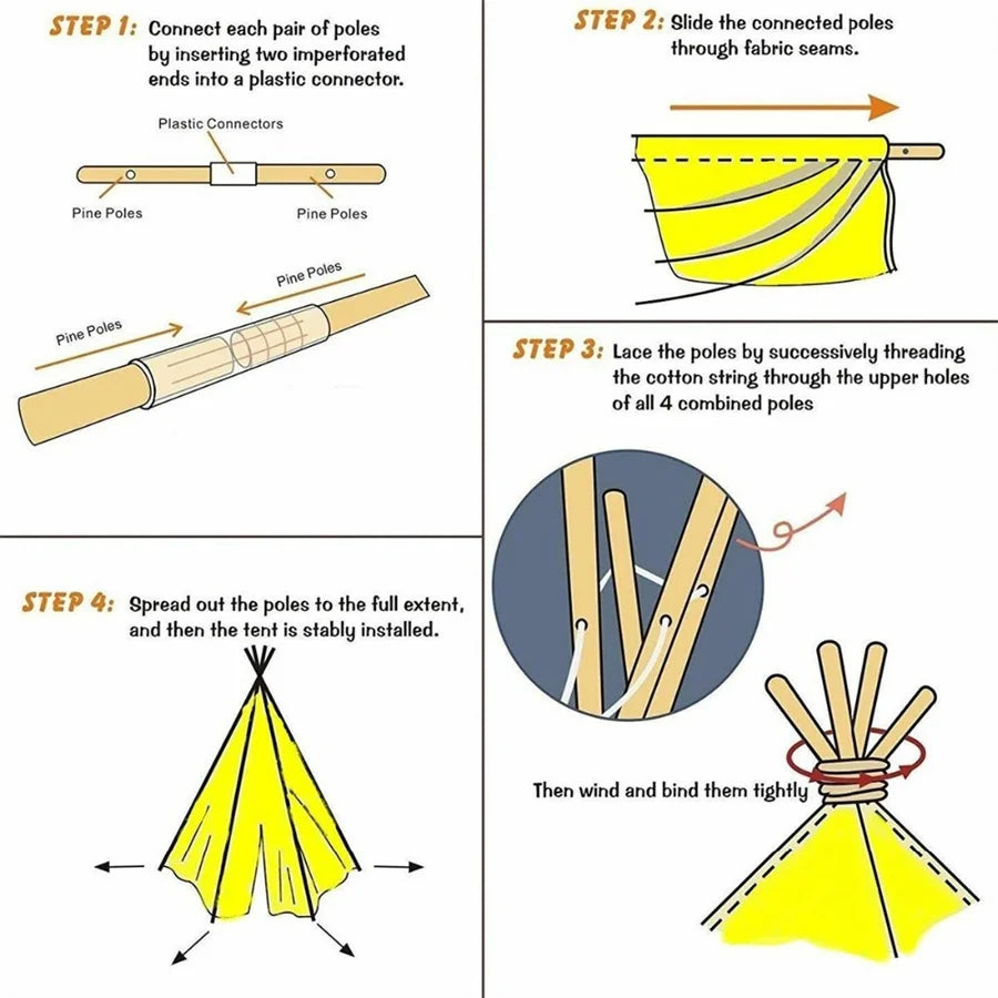 Kids' Canvas Teepee Play Tent