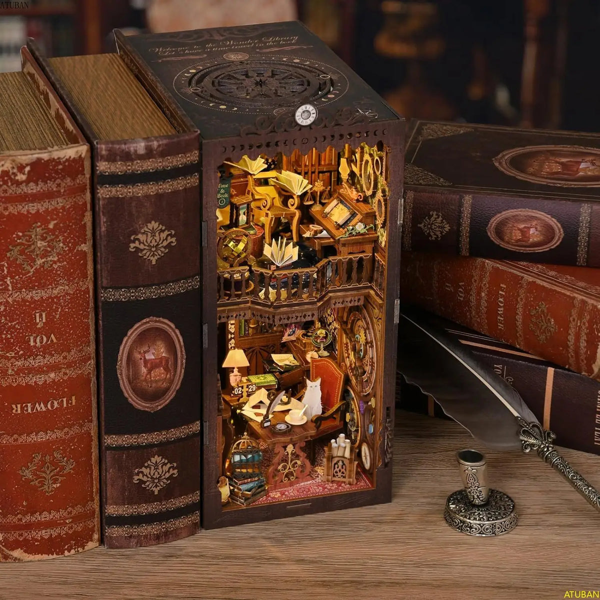Wander Library Book Nook Kit with LED - 5 Designs