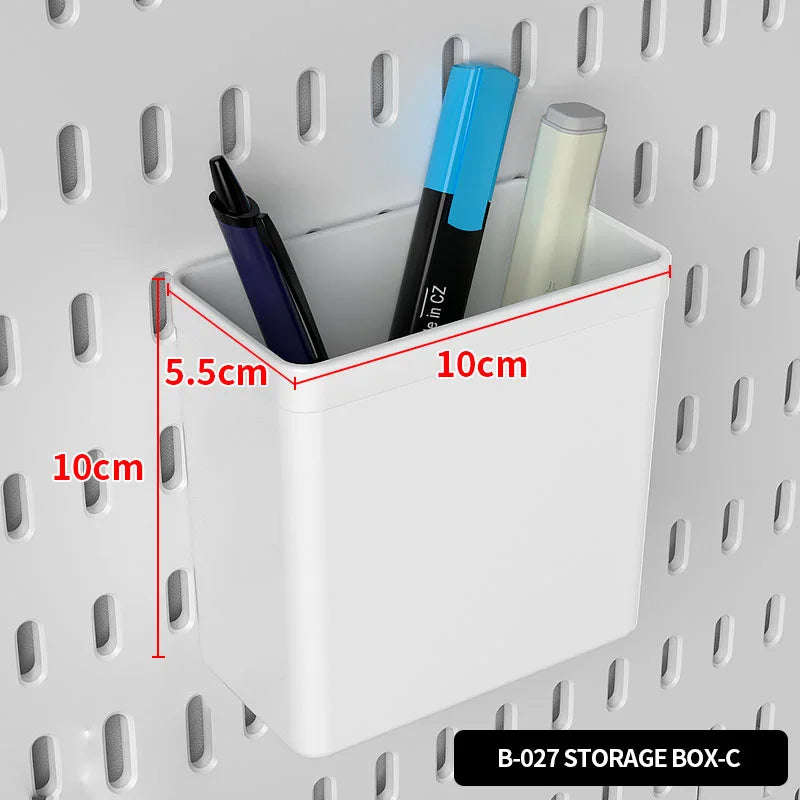 White Pegboard Storage Box, Card Format for a modular desk setup