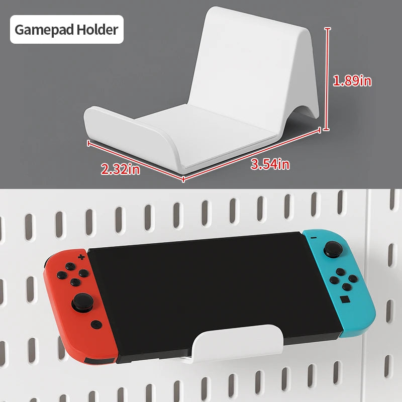 Pegboard White Controller Holder for a modular desk setup