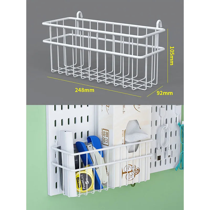White Pegboard Storage Basket for Desk Supplies