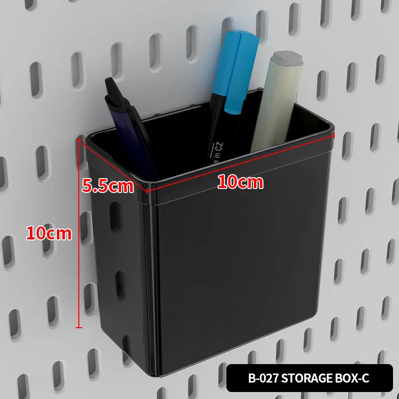 Black Pegboard Storage Box, Card Format for a modular desk setup