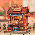 Osaka Takoyaki Stand book nook kit with red tiled roof and glowing interior