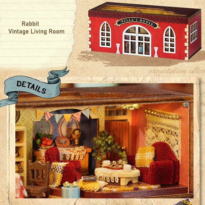 Miniature Dollhouse 3D Puzzle Kit - DIY Wooden House Model with Furniture for Teens & Adults