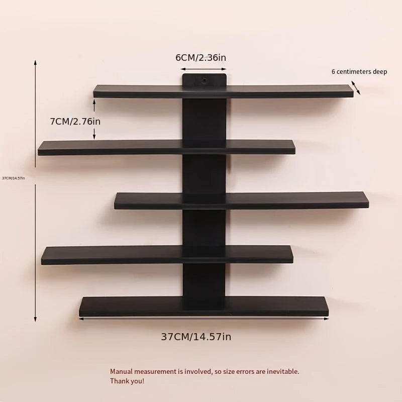 Black single-pack zigzag floating wall shelf unit