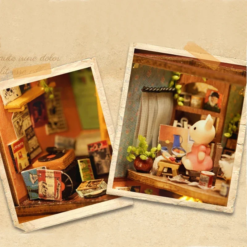 Art apartment interior scenes with miniature figures