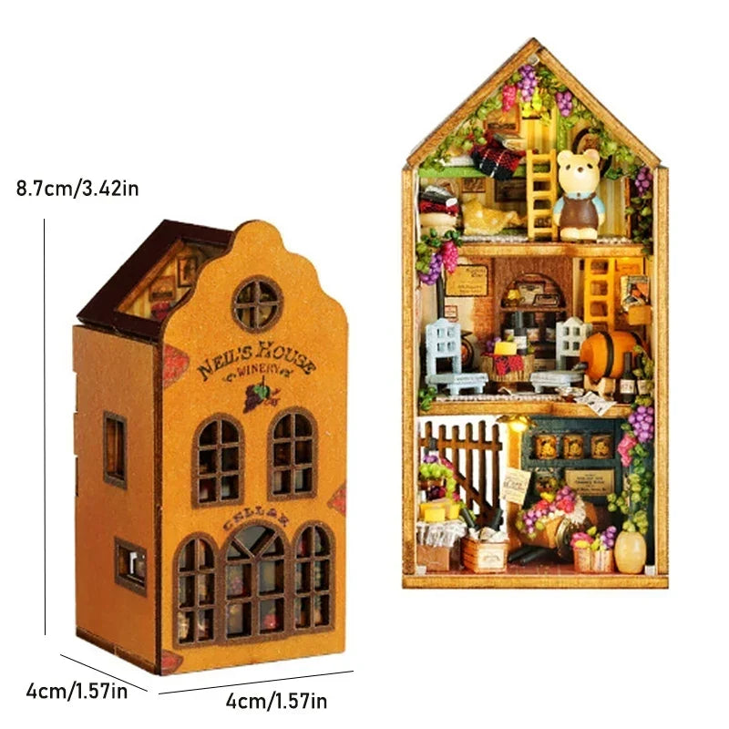 Tall brown house miniature dimensions with size measurements