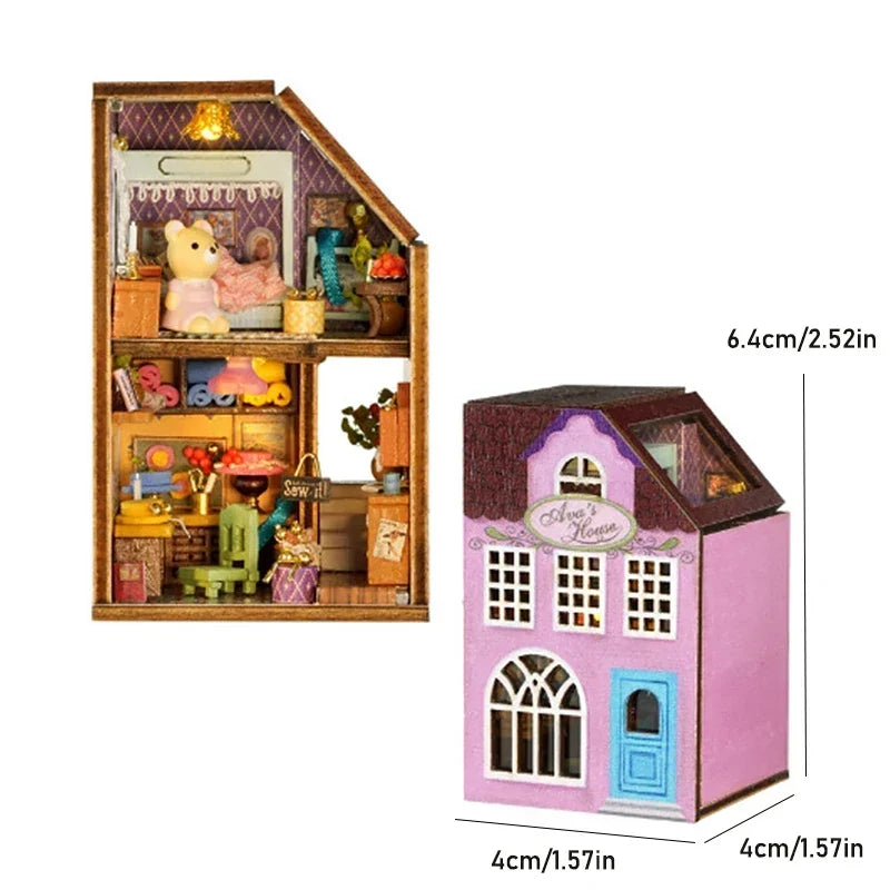 Pink house miniature dimensions with size measurements