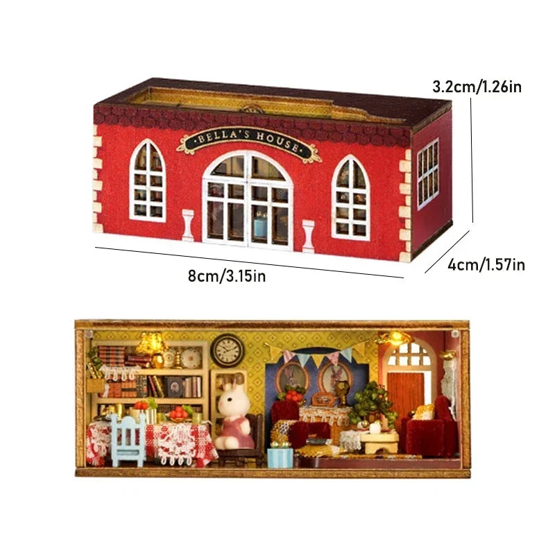 Red house miniature dimensions with size measurements
