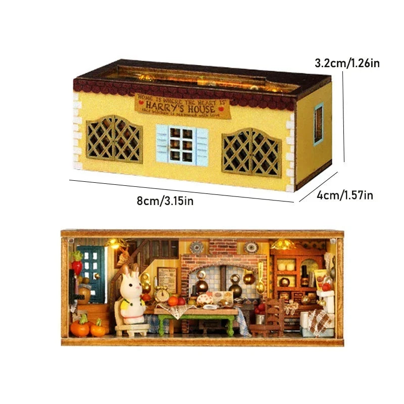Yellow house miniature dimensions with size measurements