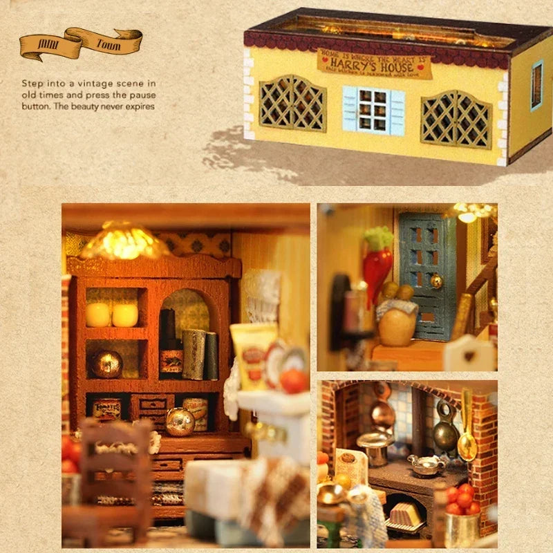 Yellow Harry's House interior scenes collage