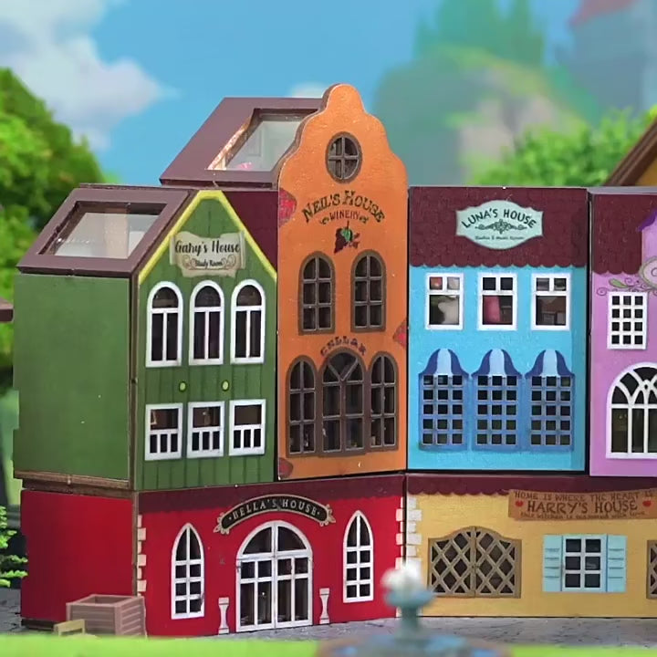 Miniature dollhouse building block town showcase video