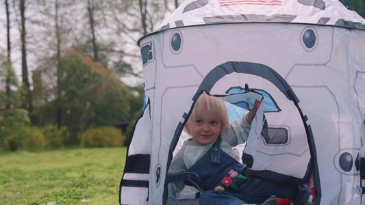 Rocket Ship Play Tents Set Pop up Play house with Tunnel 3-Piece Play Tent for Kids Pretend Play Birthday Gift